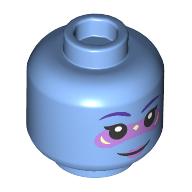 Lego Minifig Head Lys Solay, Dark Purple Eyebrows, Lavender Marking, Closed Mouth Smile / Open Mouth Smile print / Medium Blue