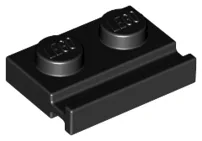Plate Special 1 x 2 with Door Rail / Black