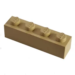 Modulex Brick 1 x 4 with LEGO on Stud / Modulex Buff