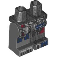 Lego Hips and Pearl Titanium Left Leg, Dark Bluish Gray Right Leg, Dark Blue and Dark Red Droid Armor print / Pearl Titanium