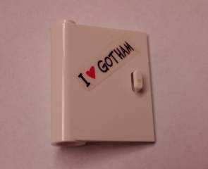 Lego Door 1 x 3 x 3 Left - Open Between Top and Bottom Hinge with 'I' Heart 'GOTHAM' Pattern (Sticker) - Set 7888