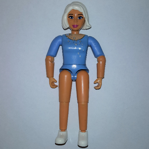 Lego Belville Figure Articulated Elbows, Female, White Hair, Medium Blue Top with Silver Stars Print (Stella) / [No Color/Any Color]