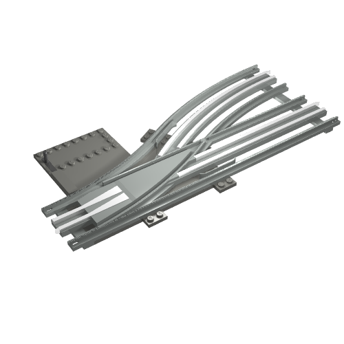 Lego Train Track 12V Switch Point Left, Type 2 - Track Only / Light Gray
