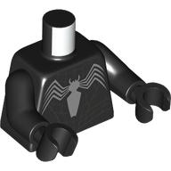Lego Torso, Silver Spider print, Black Arms and Hands / Black
