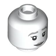 Lego Minifig Head The Grey Lady, Silver Eyebrows, Lips, Pity Smile/Angry Open Mouth print / White