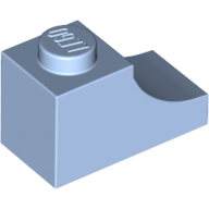 Lego Brick Curved 2 x 1 with Inverted Cutout / Bright Light Blue