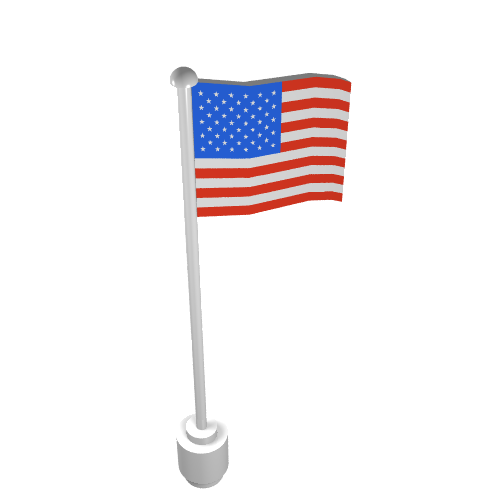 Lego Flag on Flagpole Type 2 with United States Print / White