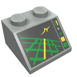Brick Sloped 45° 2 x 2 with Horizon Indicator Screen Print / Light Gray