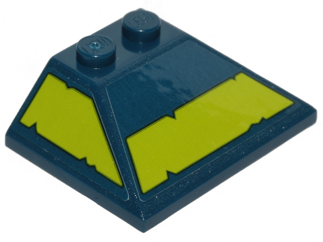 Lego Slope 45 3 x 4 Double / 33 with Lime Stripe with Cut Out Edges on Front and Trapeze on Right Side Pattern (Stickers) - Set 70839