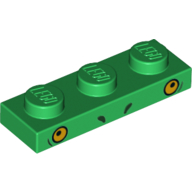 Lego Plate 1 x 3 with Yellow Eyes, Nose print / Green