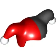 Jester's Cap with Black Half and White Poms Print / Red