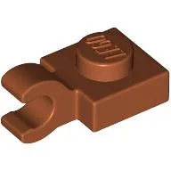 Plate Special 1 x 1 with Clip Horizontal [Thick Open O Clip] / Dark Orange