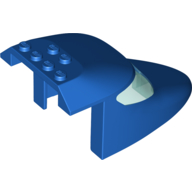 Lego Aircraft Fuselage Curved Forward 6 x 10 x 4 Top with 2 Trans-Blue Window Panes / Blue
