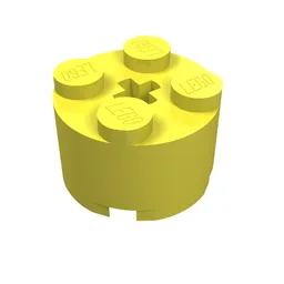 Brick Round 2 x 2 with Axle Hole / Bright Light Yellow
