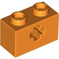 Technic Brick 1 x 2 with Axle Hole Type 1 [+ Opening] and Bottom Pin / Orange