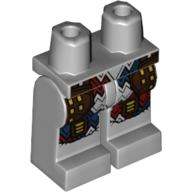 Lego Hips and Light Bluish Gray Legs with Dark Red and Dark Blue Pants, Dark Brown Armor Print / Light Bluish Gray