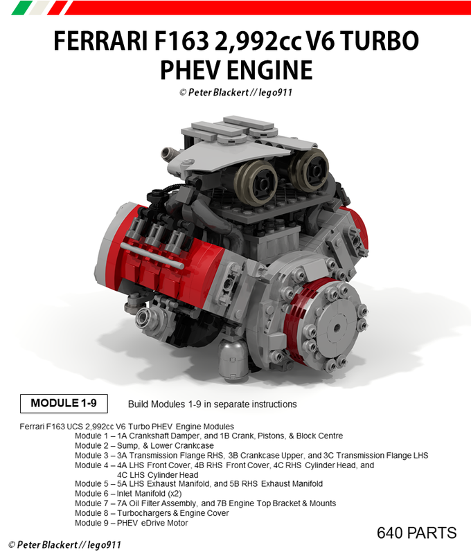 Lego Ferrari F163 UCS 2,992cc V6 Turbo PHEV Engine - UCS Expert 1:10