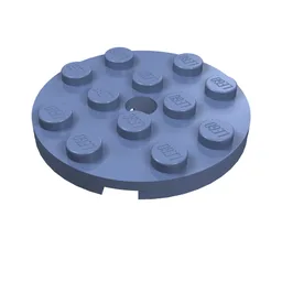Plate Round 4 x 4 with Pin Hole / Sand Blue