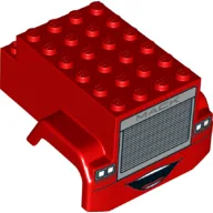 Vehicle Body, Truck Front 6 x 7 x 3 2/3 with Wheel Arches, 'MACK' on Silver Truck Grille, Headlights and Mouth Print / Red