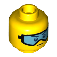Lego Minifig Head, Blue Snow Goggles Print [Hollow Stud] / Yellow