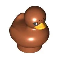 Animal, Bird, Duck / Duckling with Black Eyes, Bright Light Orange Beak, Spots Print / Dark Orange