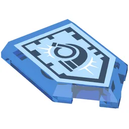 Tile Special 2 x 3 Pentagonal with Nexo Power Shield Print - Hornblower / Trans-Dark Blue