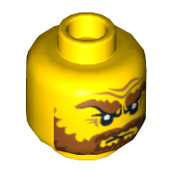 Lego Minifig Head Jack McHammer / Captain Brickbeard, Bushy Beard and Eyebrows, Wrinkles Print [Hollow Stud] / Yellow