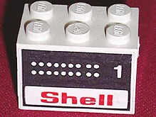 Lego Stickered Assembly 3 x 2 x 1 2/3 with Shell Tank Number 1 Pattern on Both Sides (Stickers) - Set 6610