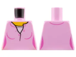Torso Female Top with Yellow Neck and White Undershirt Pattern / Bright Pink