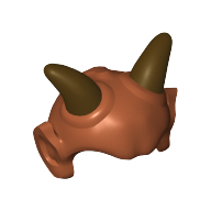 Lego Head Top, Ears and Dark Brown Horns (Kardue'sai'Malloc) / Dark Orange