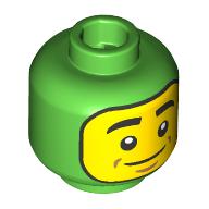 Lego Minifig Head, Yellow Face with Smile / Big Open Mouth with Lime Tongue and Uvula Print / Bright Green