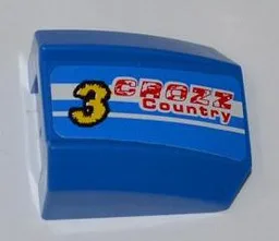 Slope, Curved 2 x 2 Lip with Yellow Number '3', 'CROZZ Country' and 2 White Lines Pattern Model Right Side (Sticker) - Set 8126