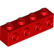 Brick Special 1 x 4 with 4 Studs on One Side / Red