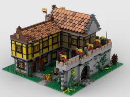 Fortified city with inn and bank