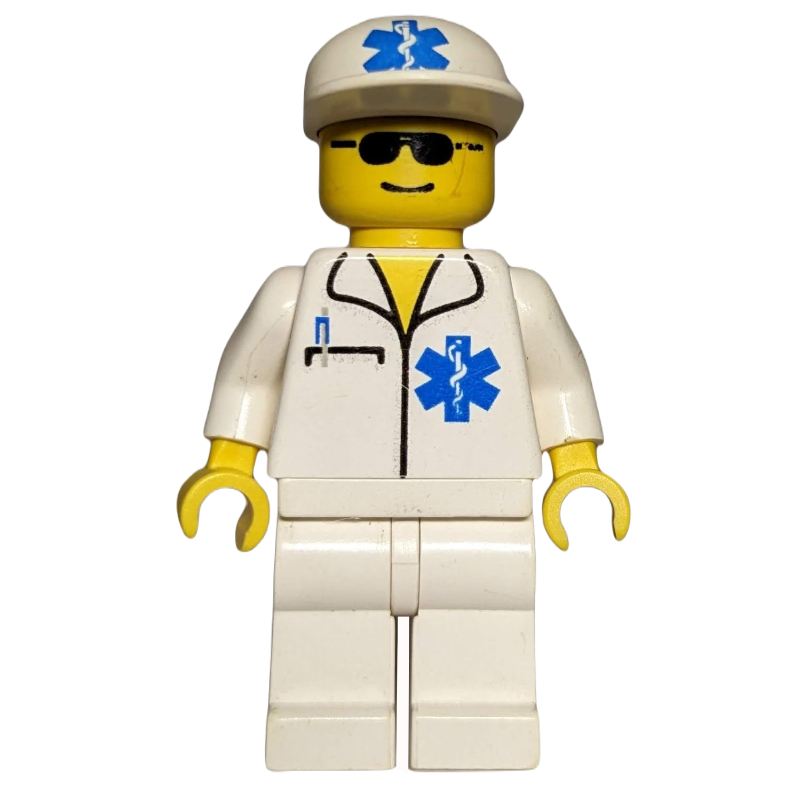 Lego Axel - Doctor, White Shirt with Pocket and Star of Life, White Cap with Star of Life, Sunglasses