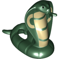Lego Animal, Snake, Cobra with Tan and Black Print / Dark Green