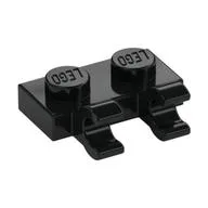 Plate Special 1 x 2 with Clips Horizontal [Thick U-Clips] / Black