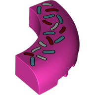 Lego Brick Round Corner 5 x 5 x 1 Curved, Bottom Cut Outs, No Studs, 7 Bottom Tubes with Doughnut Sprinkles Print