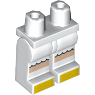 Lego Hips and White Legs with White Ruffles, Medium Nougat Legs, Yellow Toes / White