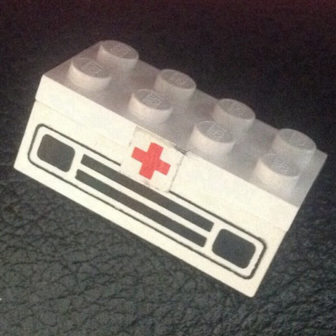 Lego Stickered Assembly 4 x 2 x 1 1/3 with Small Red Cross Pattern (Sticker) - Sets 386 / 770