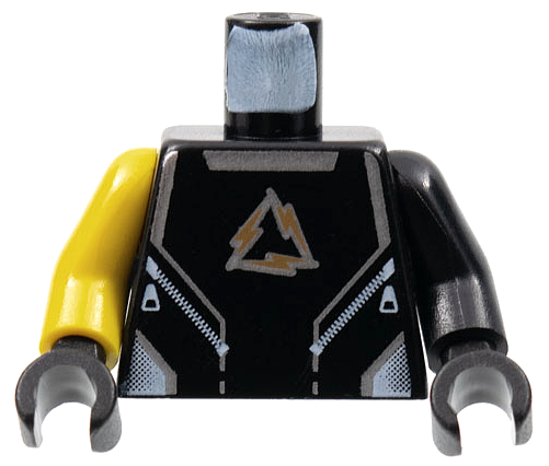 Lego Torso Alpha Team Arctic Logo, Black Shirt and Silver Lines Pattern / Black Arm Left / Yellow Arm Right / Black Hands