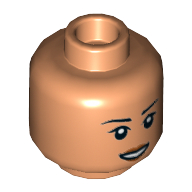 Lego Minifig Head Cho Chang, Eyebrows, Small Smile Showing Teeth / Worried Print / Nougat