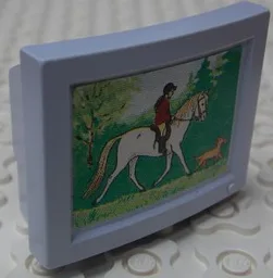 Scala TV / Computer Monitor with Girl on Horse and Dog Pattern (Sticker) - Set 3290 / Light Violet