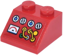 Slope 45 2 x 2 with Console with Blue and White Round Buttons and Amp Gauge, Yellow Wires Pattern (Sticker) - Set 42653