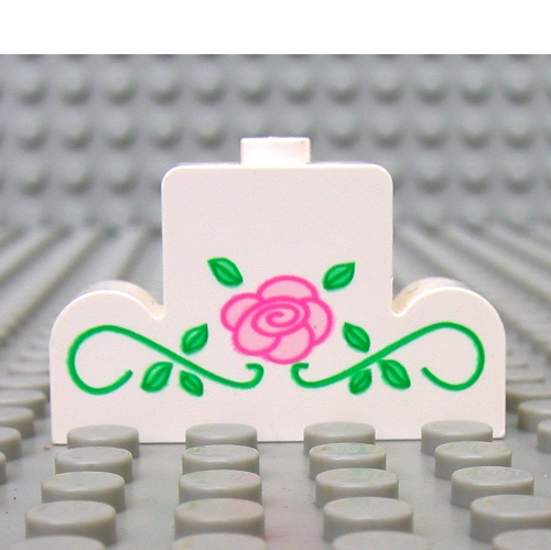 Lego Brick Curved 1 x 4 x 2 Center Stud Top with Rose and Vines Print