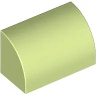 Brick Curved 1 x 2 x 1 No Studs / Yellowish Green