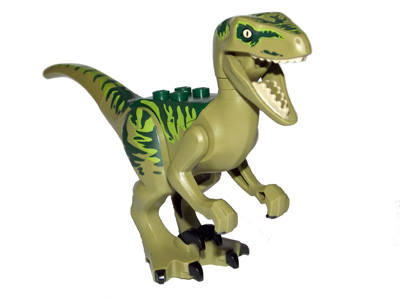 Lego Dinosaur Raptor / Velociraptor with Dark Green Back, Lime Markings and Black Claws (Jurassic World Charlie)