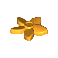 Lego Plant, Flower with 5 Pointed Petals and Pin / Bright Light Orange