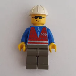 Train Worker - Red Vest, Dark Gray Legs, White Helmet, Sunglasses