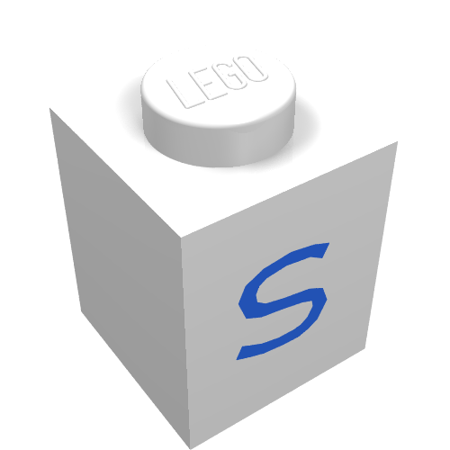 Lego Brick 1 x 1 with Blue S Print / White